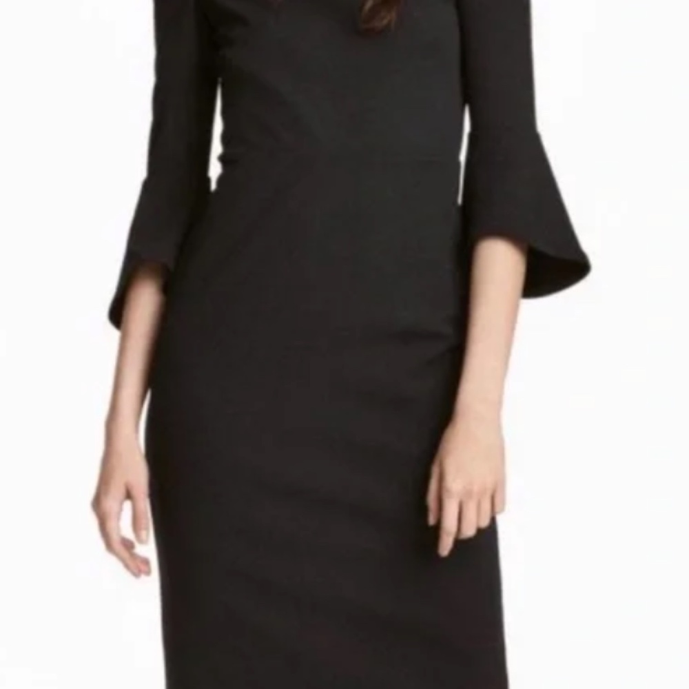 H&M Off Shoulder Dress, Black Coctail Dress,  Bell Sleeves Size Small